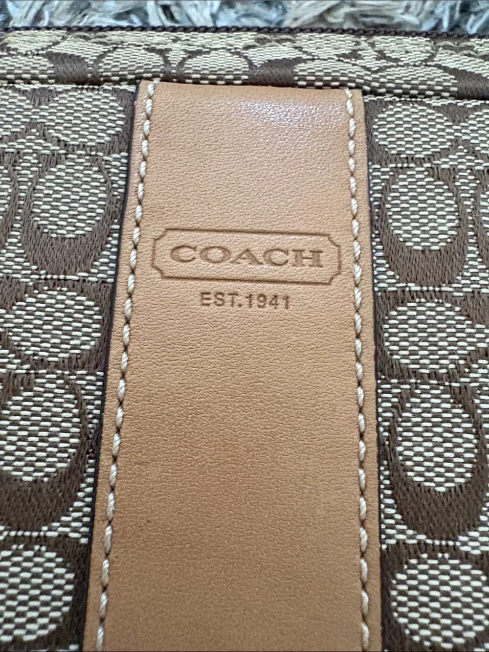Coach Signature Canvas Tech Sleeve in Brown and Tan